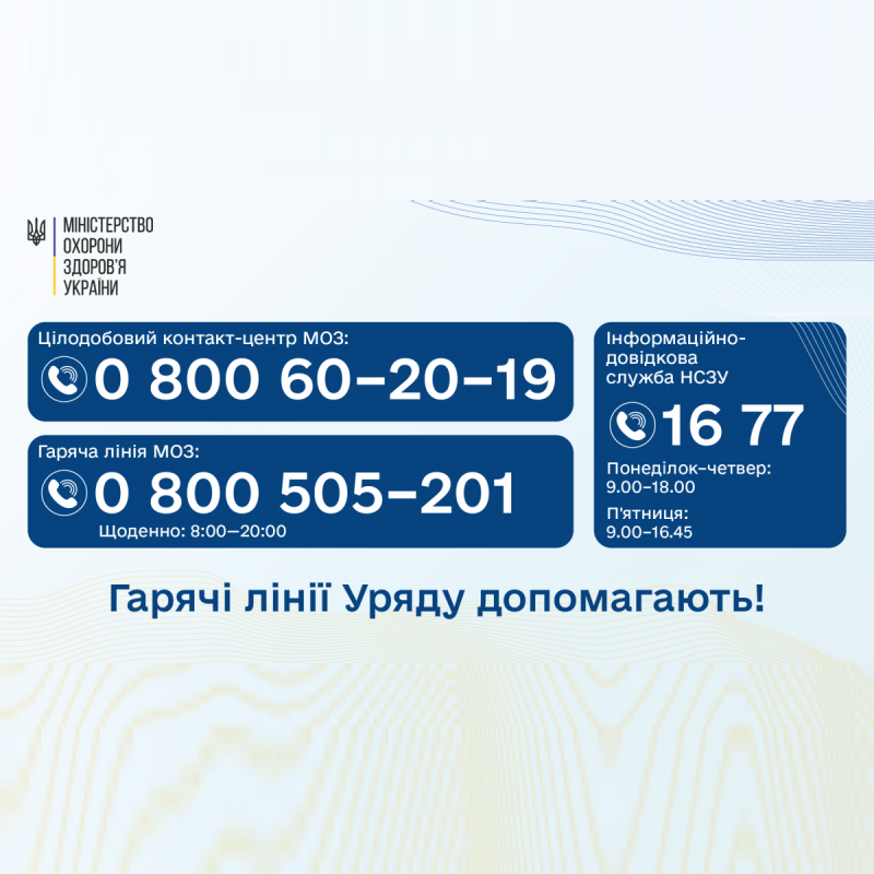 У МОЗ запрацювали «гарячі» лінії для звернень громадян щодо охорони здоров'я та реформи МСЕК