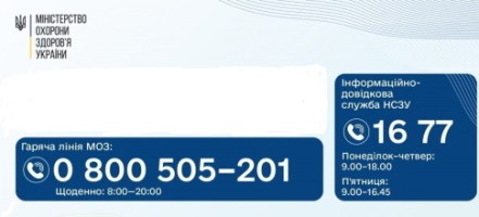 Змінився номер "гарячої лінії" МОЗ України