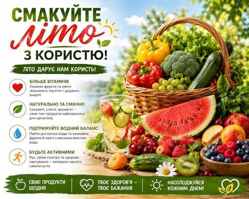 Смакуйте літо з користю: обирайте сезонні овочі та фрукти!
