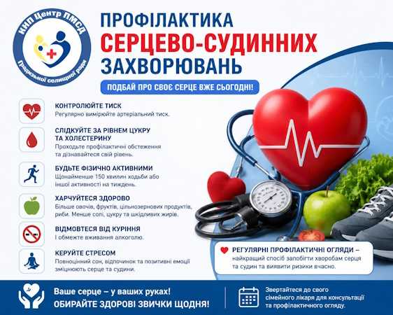 Профілактика серцево-судинних захворювань – турбота про серце починається сьогодні