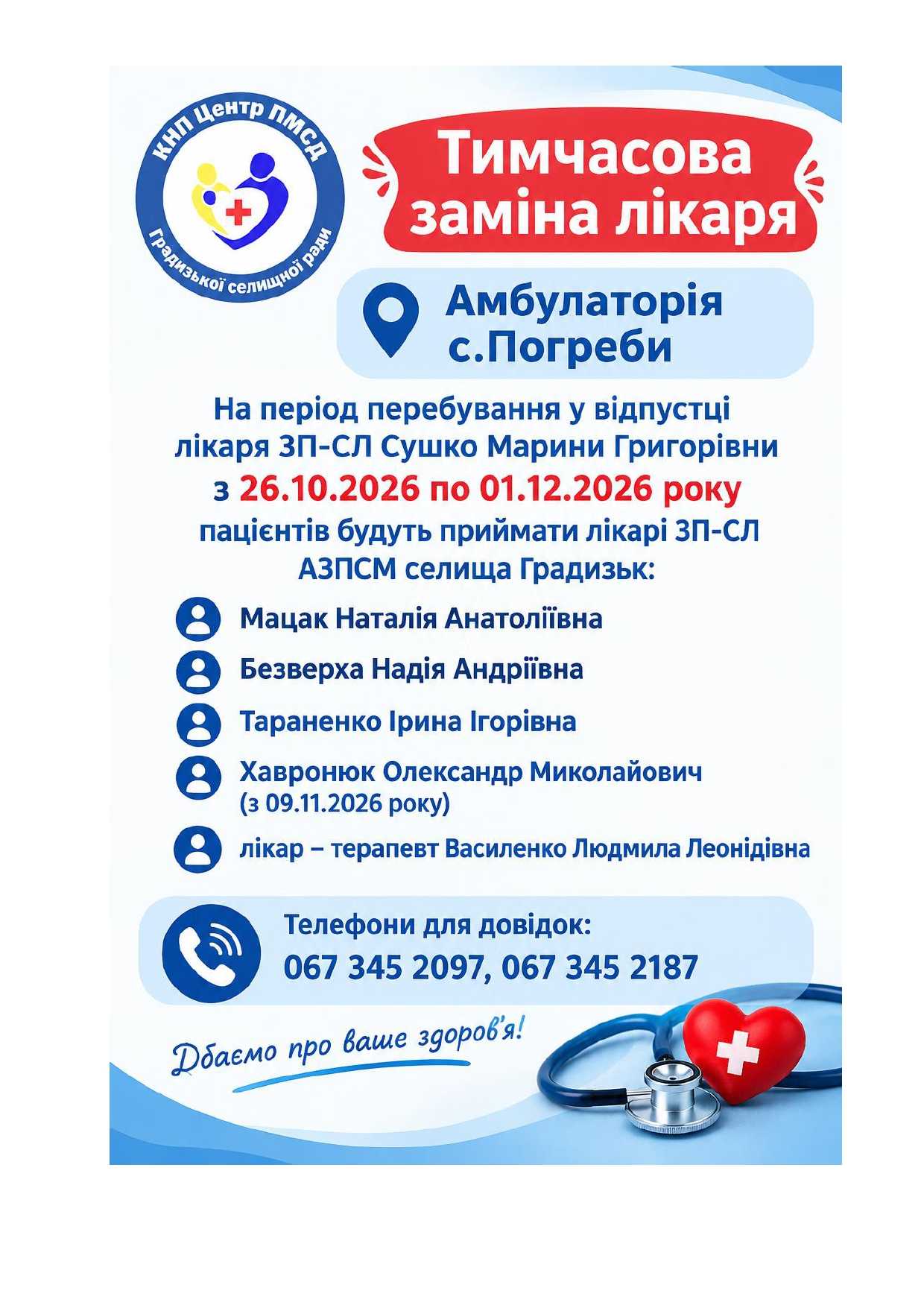 Тимчасова заміна лікарів